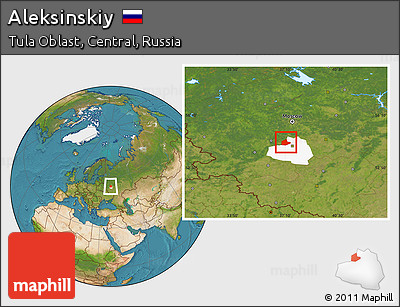 Satellite Location Map of Aleksinskiy, highlighted parent region