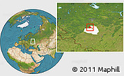 Satellite Location Map of Aleksinskiy, highlighted parent region
