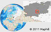 Shaded Relief Location Map of Aleksinskiy, highlighted country, highlighted grandparent region