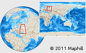 Shaded Relief Location Map of Aleksinskiy, highlighted parent region, highlighted grandparent region, within the entire country