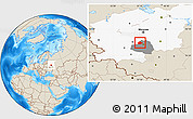Shaded Relief Location Map of Aleksinskiy, highlighted parent region, highlighted grandparent region