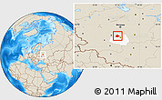 Shaded Relief Location Map of Aleksinskiy, highlighted parent region