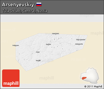Classic Style 3D Map of Arsenyevskiy, single color outside