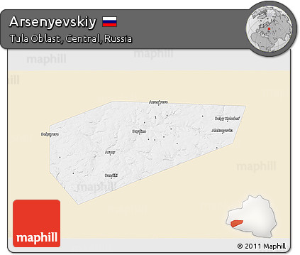 Classic Style 3D Map of Arsenyevskiy, single color outside
