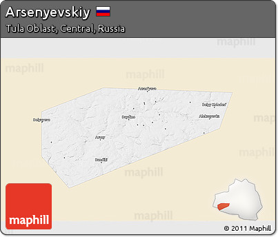 Classic Style 3D Map of Arsenyevskiy, single color outside