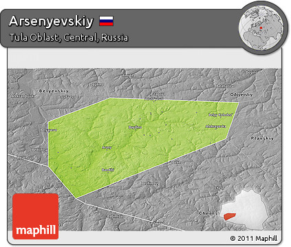 Physical 3D Map of Arsenyevskiy, desaturated