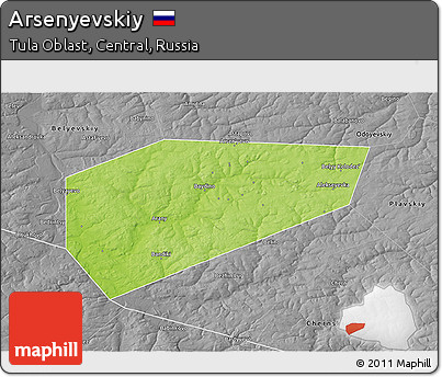 Physical 3D Map of Arsenyevskiy, desaturated
