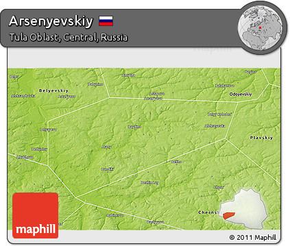 Physical 3D Map of Arsenyevskiy