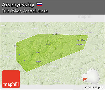 Physical 3D Map of Arsenyevskiy, lighten