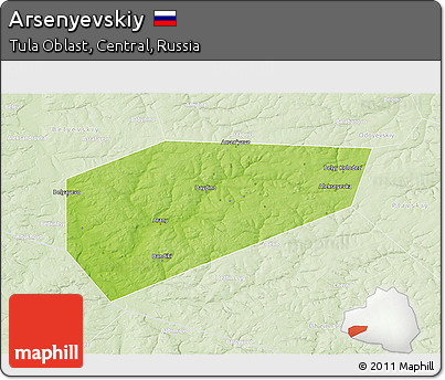 Physical 3D Map of Arsenyevskiy, lighten