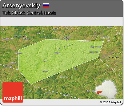 Physical 3D Map of Arsenyevskiy, satellite outside