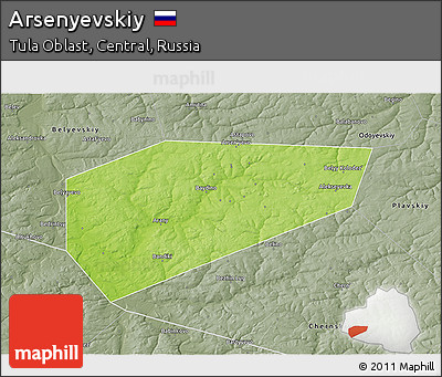 Physical 3D Map of Arsenyevskiy, semi-desaturated