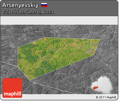 Satellite 3D Map of Arsenyevskiy, desaturated