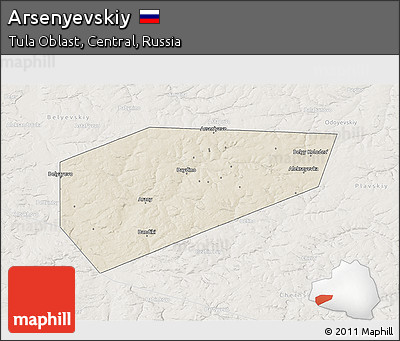 Shaded Relief 3D Map of Arsenyevskiy, lighten