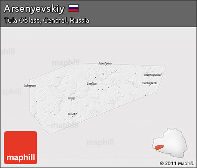 Silver Style 3D Map of Arsenyevskiy, single color outside