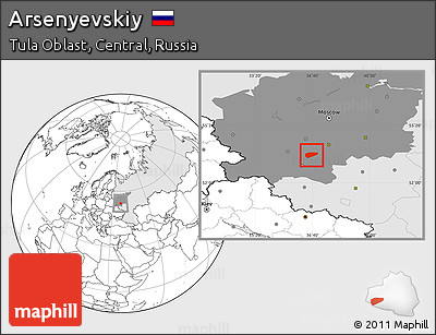 Blank Location Map of Arsenyevskiy, highlighted country, highlighted grandparent region