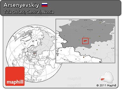 Blank Location Map of Arsenyevskiy, highlighted country, highlighted grandparent region
