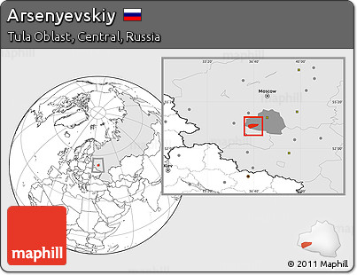 Blank Location Map of Arsenyevskiy, highlighted country, highlighted parent region