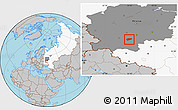 Gray Location Map of Arsenyevskiy, highlighted country, highlighted grandparent region