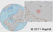 Gray Location Map of Arsenyevskiy, hill shading