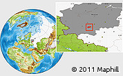 Physical Location Map of Arsenyevskiy, highlighted country, highlighted grandparent region