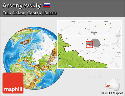 Physical Location Map of Arsenyevskiy, highlighted country, highlighted parent region