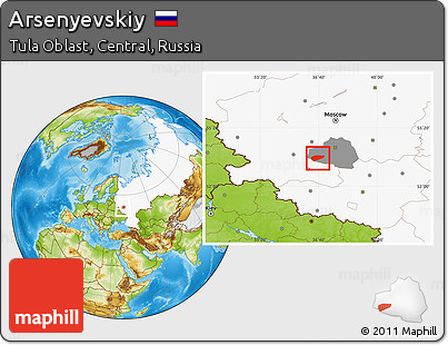 Physical Location Map of Arsenyevskiy, highlighted country, highlighted parent region