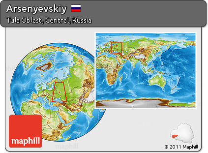 Physical Location Map of Arsenyevskiy, highlighted parent region, within the entire country