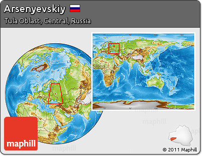 Physical Location Map of Arsenyevskiy, highlighted parent region, within the entire country