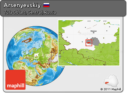 Physical Location Map of Arsenyevskiy, highlighted parent region, highlighted grandparent region