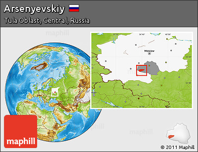 Physical Location Map of Arsenyevskiy, highlighted parent region, highlighted grandparent region