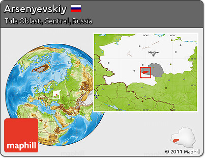 Physical Location Map of Arsenyevskiy, highlighted parent region, highlighted grandparent region