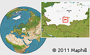 Satellite Location Map of Arsenyevskiy, highlighted grandparent region