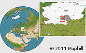Satellite Location Map of Arsenyevskiy, highlighted parent region, highlighted grandparent region