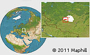 Satellite Location Map of Arsenyevskiy, highlighted parent region