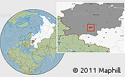 Savanna Style Location Map of Arsenyevskiy, highlighted country, highlighted grandparent region, hill shading