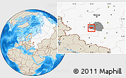 Shaded Relief Location Map of Arsenyevskiy, highlighted country, highlighted parent region