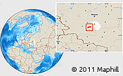 Shaded Relief Location Map of Arsenyevskiy, highlighted parent region