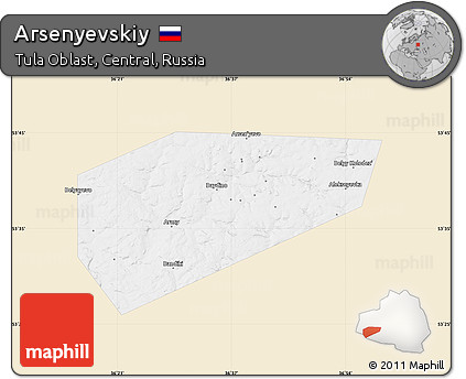 Classic Style Map of Arsenyevskiy, single color outside