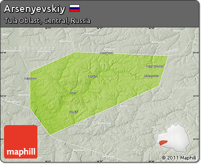 Physical Map of Arsenyevskiy, lighten, semi-desaturated