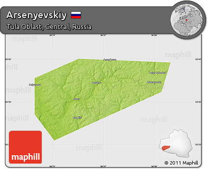 Physical Map of Arsenyevskiy, single color outside