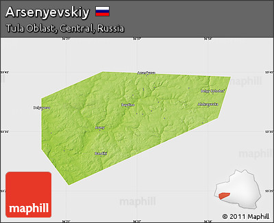 Physical Map of Arsenyevskiy, single color outside