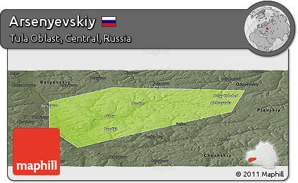 Physical Panoramic Map of Arsenyevskiy, darken, semi-desaturated