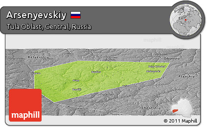 Physical Panoramic Map of Arsenyevskiy, desaturated