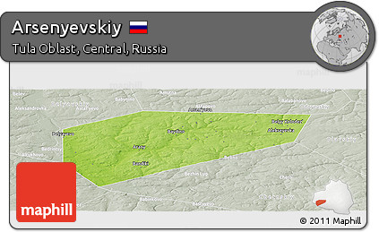 Physical Panoramic Map of Arsenyevskiy, lighten, semi-desaturated