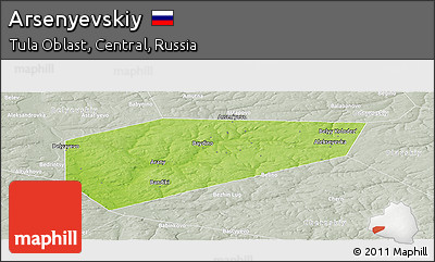 Physical Panoramic Map of Arsenyevskiy, lighten, semi-desaturated