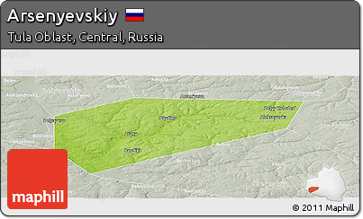 Physical Panoramic Map of Arsenyevskiy, lighten, semi-desaturated