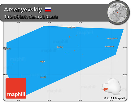 Political Simple Map of Arsenyevskiy, single color outside
