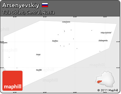 Silver Style Simple Map of Arsenyevskiy, single color outside
