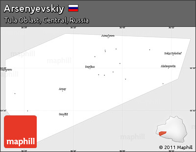 Silver Style Simple Map of Arsenyevskiy, single color outside